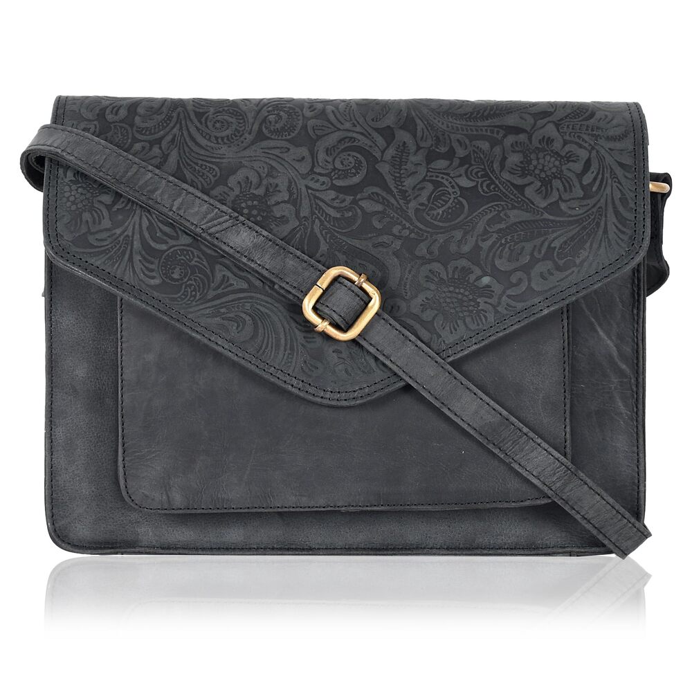 1001 Leather Flapover Crossbody Handbag Purse with Adjustable Strap &